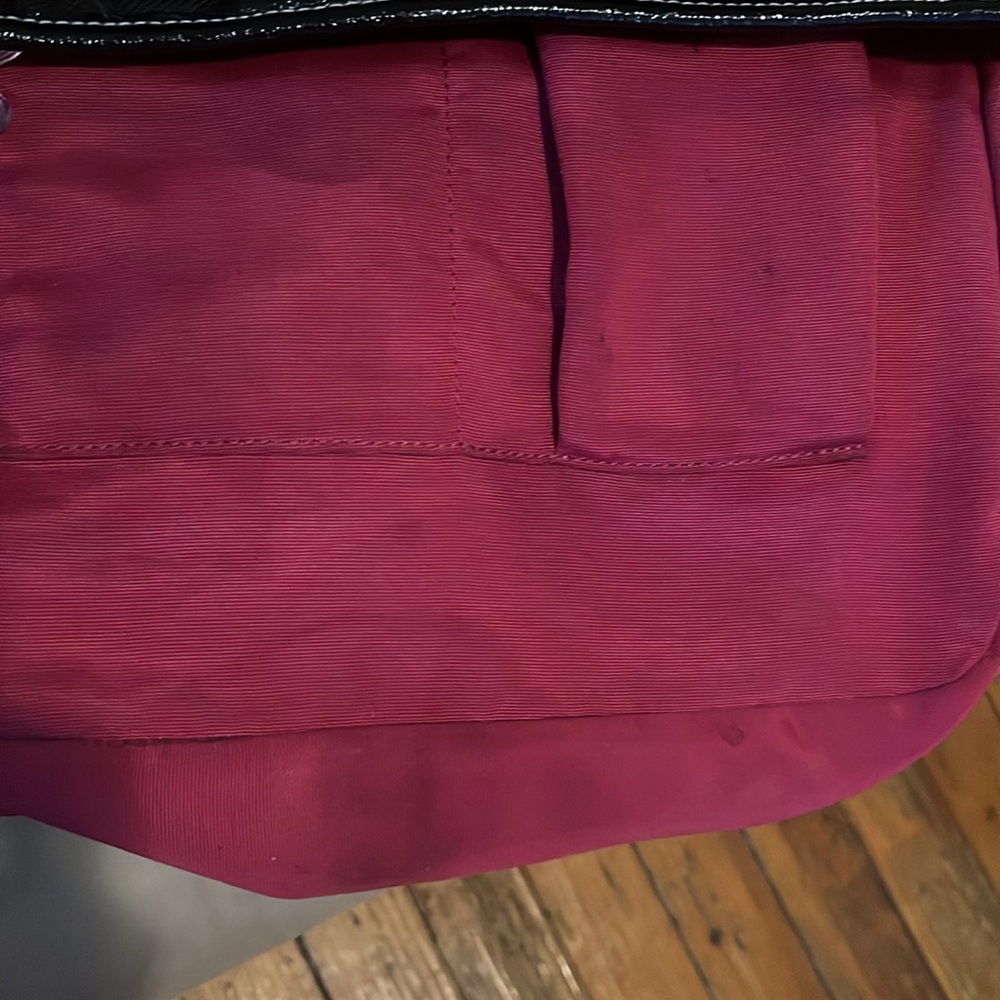 Pre-loved Black Coach Tote bag, Pink Flower Accent, & Blk hang tag. “CALL OUTS”. - Picture 7 of 10